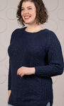 Long Sleeve Soft Knit Sweater, Navy, original image number 1