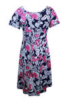Short Sleeve Floral Puff Print Dress, Pink, original image number 1