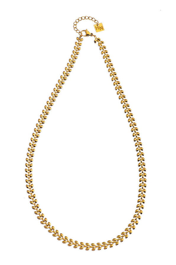 FANIA Leafy Patterned Bold Chain Necklace, Gold, original image number 6