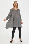 Kaffe Crinkle Tunic with Keyhole and 3/4 Sleeves, Grey, original image number 2