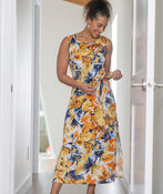 Belted Tropical Maxi Dress, Orange, original image number 4
