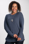 Long Sleeve Top w/ Buttons, Navy, original image number 0