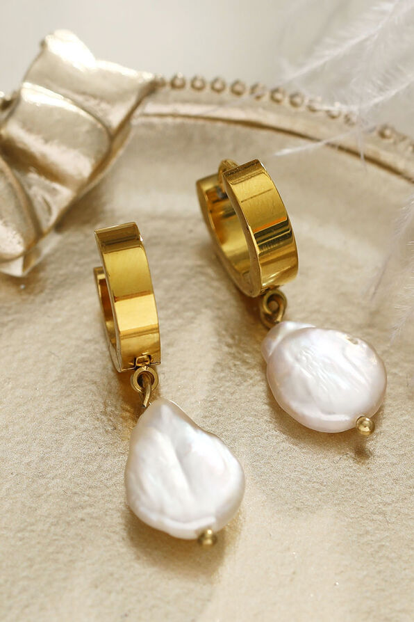 GAIA Baroque Freshwater Pearls on Mini Hoops, Gold, original image number 1