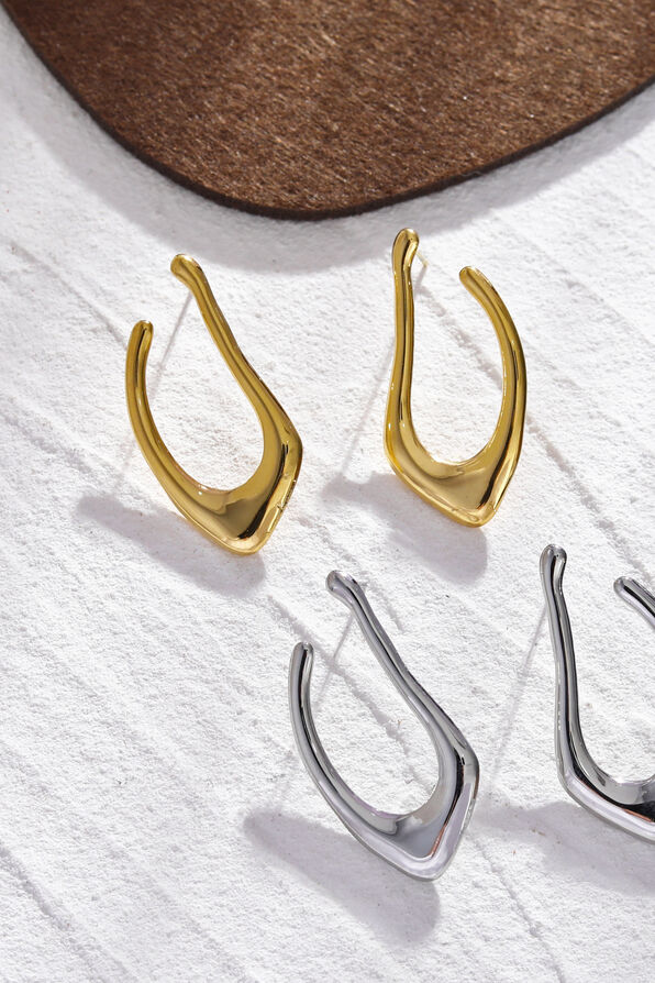 TARAJI Abstract Shaped Hoop Earrings, Gold, original image number 5