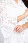 ¾ Sleeve Longline Lace Cardigan, White, original image number 3