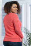 Long-Sleeved Crewneck Sweater with side buttons, Red, original image number 1