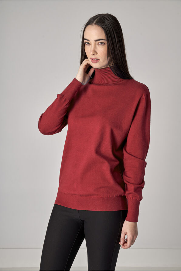 Long Sleeve Turtleneck Sweater , Red, original image number 0