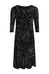 Geo Layered 3/4 Sleeve Dress, Black, original image number 0