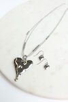 Teardrop Heart Pendant Necklace Set , Silver, original image number 1