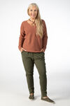 LONG SLEEVE SWEATER WITH V NECK, Rust, original image number 0