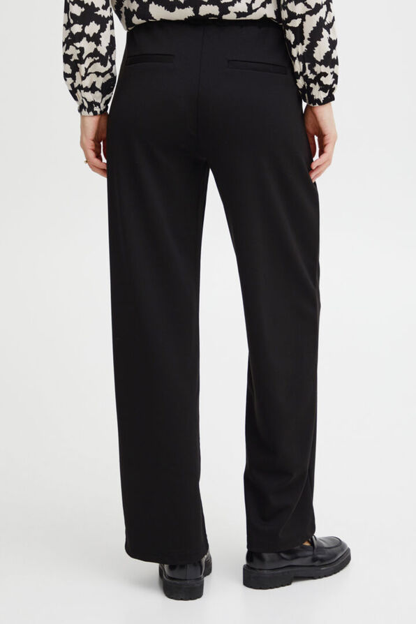 Straight Pocket Mid-Rise Wide-Leg Black Pants, Black, original image number 2