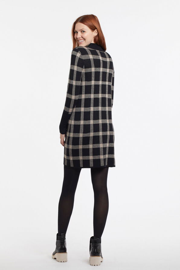 Checkered Turtleneck Sweater Dress, Taupe, original image number 1