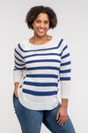 Striped Sweater with Crew Neck, Blue, original image number 0