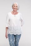 Embroidered Peasant Blouse 3/4 Sleeves, White, original image number 0