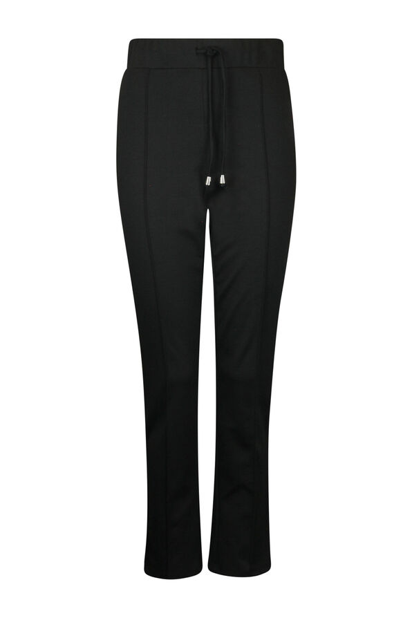 Front Seam Pants with Elastic Drawstring Waist, Black, original image number 0