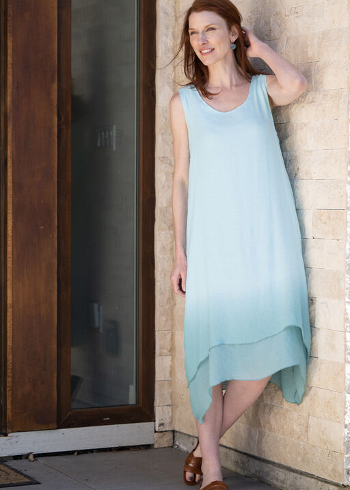 Sleeveless Crinkle Midi Dress, Blue, original