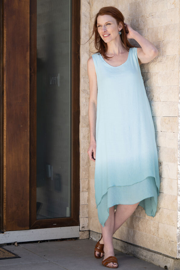 Sleeveless Crinkle Midi Dress, Blue, original image number 1