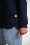 Long Sleeve Top w/ Buttons , Navy, original image number 3