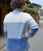 Turtleneck Eyelash Sweater , Blue, original image number 1