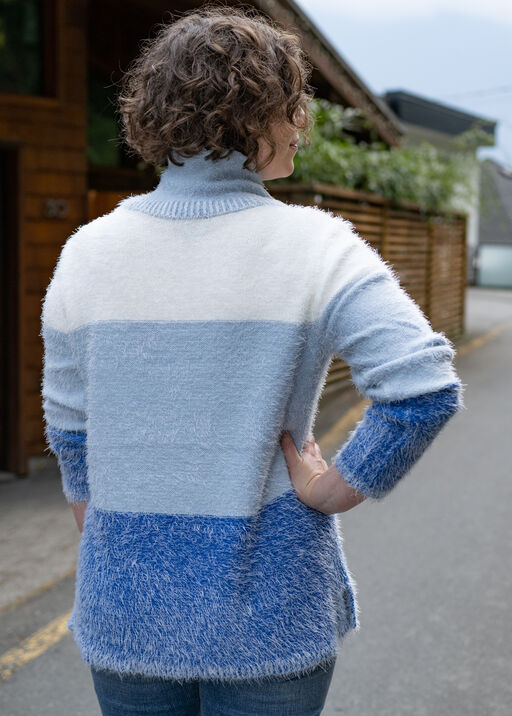 Turtleneck Eyelash Sweater , Blue, original