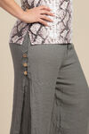 Layered Wide Leg Pant with Button Accent, Grey, original image number 1