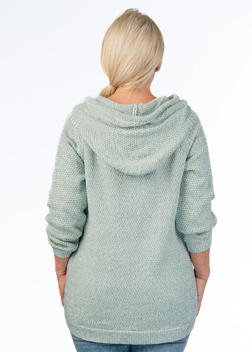 Cable-Knit Hoodie Sweater, Aqua, original