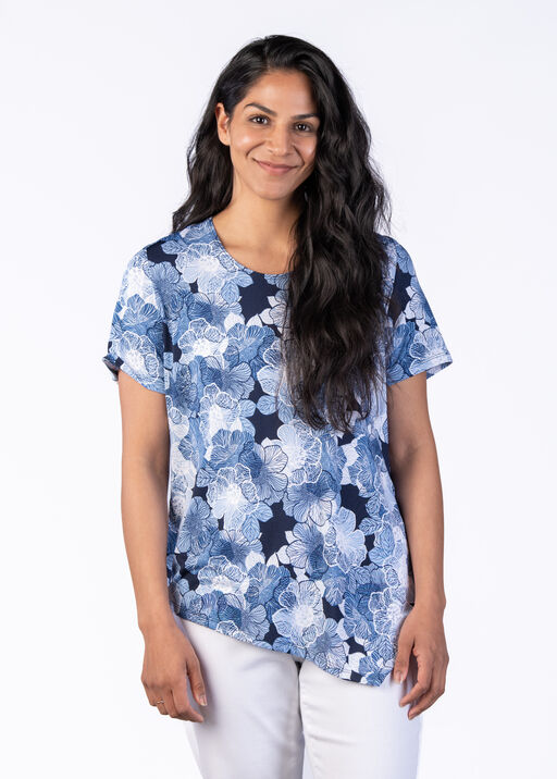 Asymmetrical Hem Shirt, Blue, original