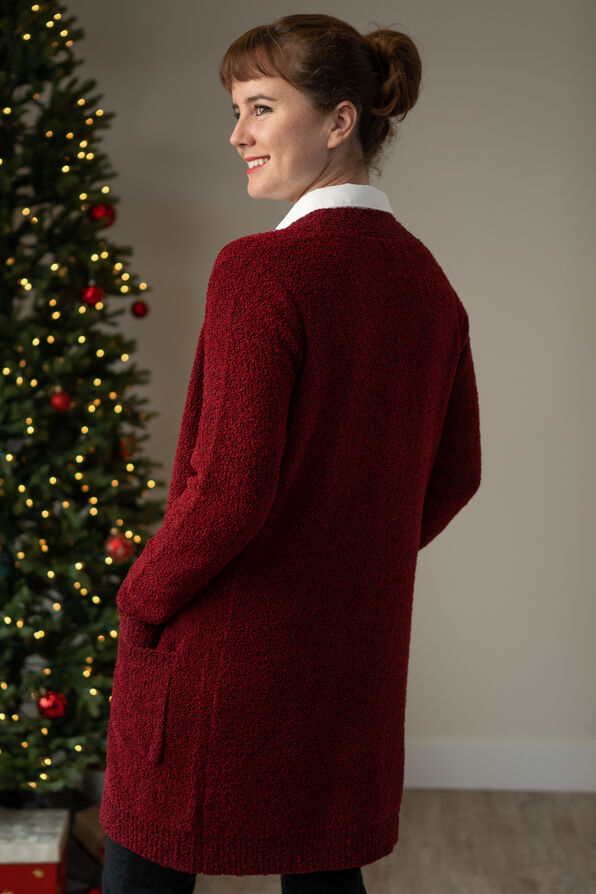 Boucle Open-Front Cardigan, Red, original image number 1