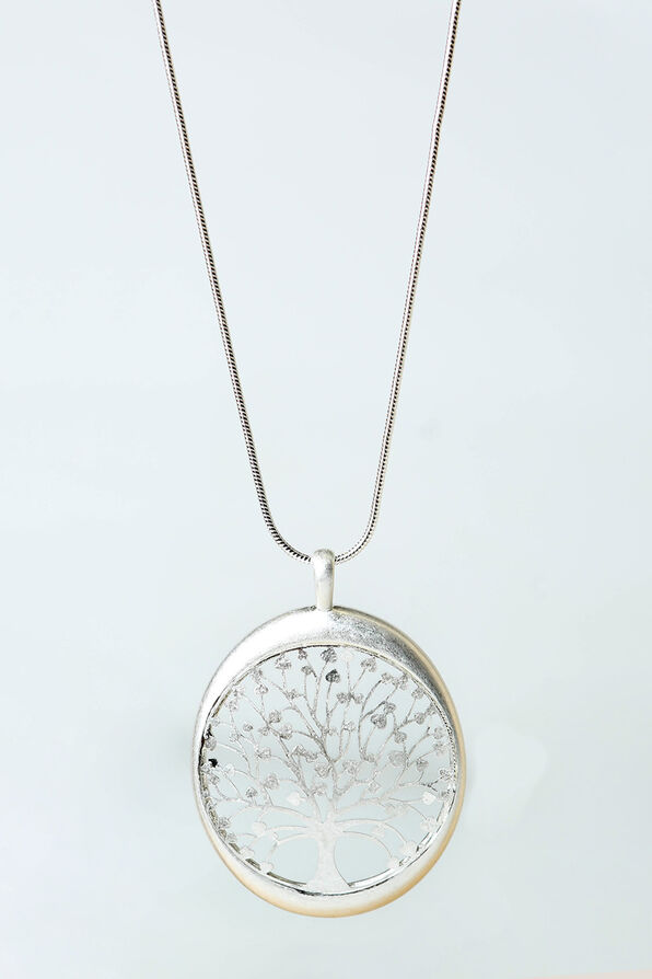 Tree Pendant Necklace, Silver, original image number 1