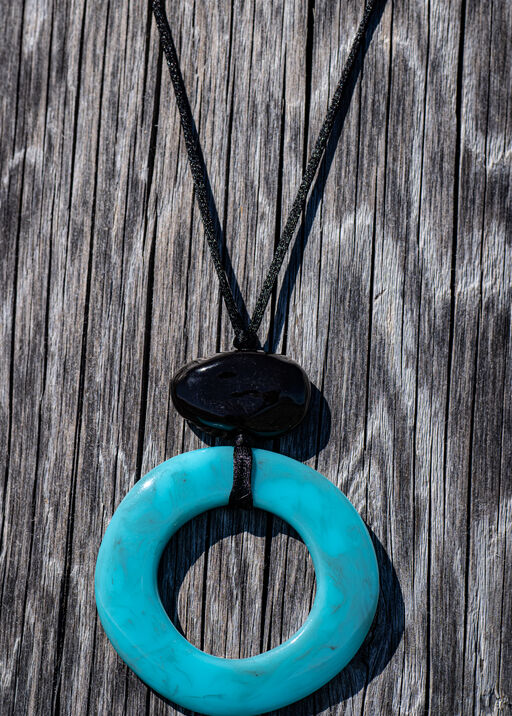 Handcrafted Colorful Resin Circle Pendant, Turquoise, original