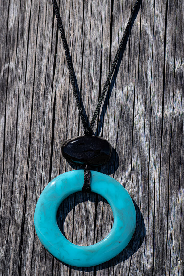 Handcrafted Colorful Resin Circle Pendant, Turquoise, original image number 0