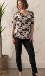 Floral Keyhole Shirt, Black, original image number 0