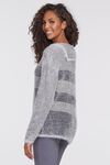 Block Stripe Eyelash Sweater, Grey, original image number 0