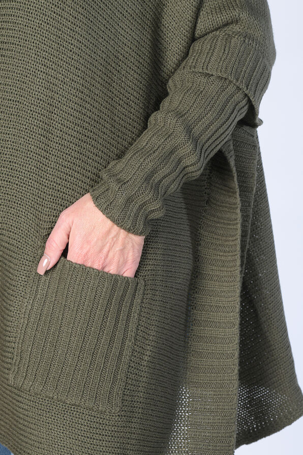 Stella Poncho Sweater, Olive, original image number 1