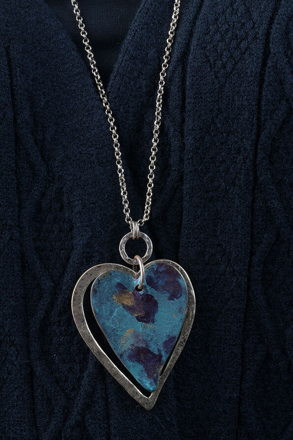 Painted Heart Pendant Necklace Set, Multi, original image number 0