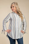Stripe and Bow Blouse, Blue, original image number 0
