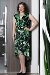 Belted Sleeveless Crossover Dress, Green, original image number 0