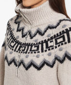 Zigzag Taupe Zipper Sweater , Oatmeal, original image number 1