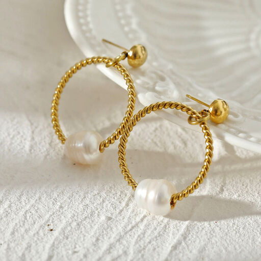 HAILEY Natural Freshwater Pearl Earrings, Gold, original