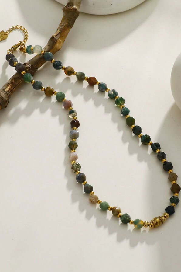 JULIETA India Agate Stones & Gold Necklace, Green, original image number 2