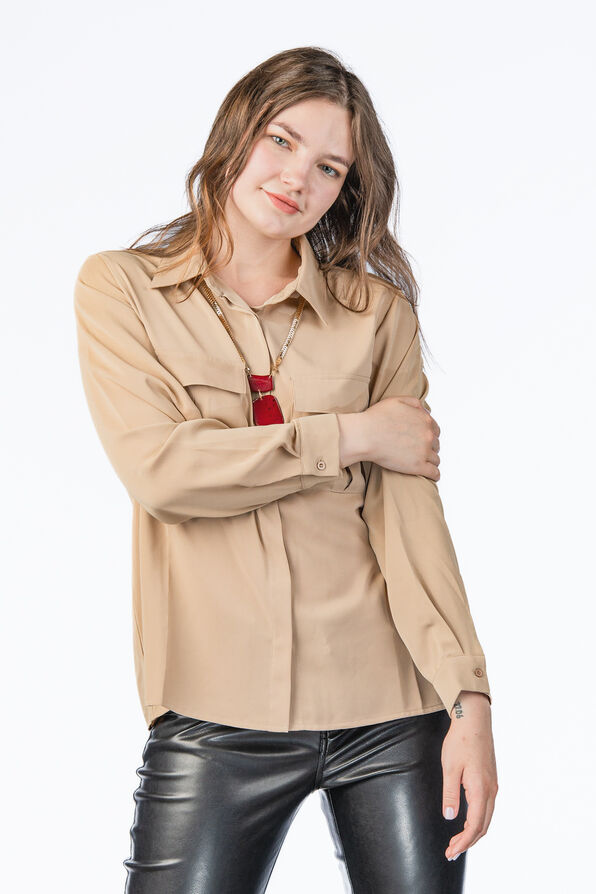 Classic Solid Collared Blouse , , original image number 0