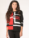 Sparkling Colorblock Sweater, Red, original image number 0