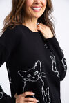 Long Sleeve Knit Sweater w/ Cats , Black, original image number 3