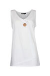 Cotton Faux Crossover Sleeveless Top, White, original image number 0