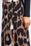 Pull-On Leopard Print Skirt w/ Buttons, Brown, original image number 3