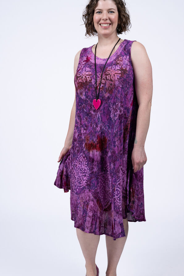 Sleeveless Marble Umbrella Dress, Lavender, original image number 1
