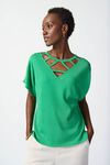 Dry Yarn Sweater w/ Neck Cutout, Green, original image number 0