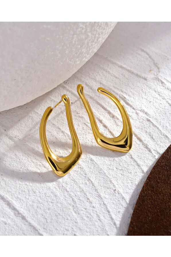 TARAJI Abstract Shaped Hoop Earrings, Gold, original image number 2