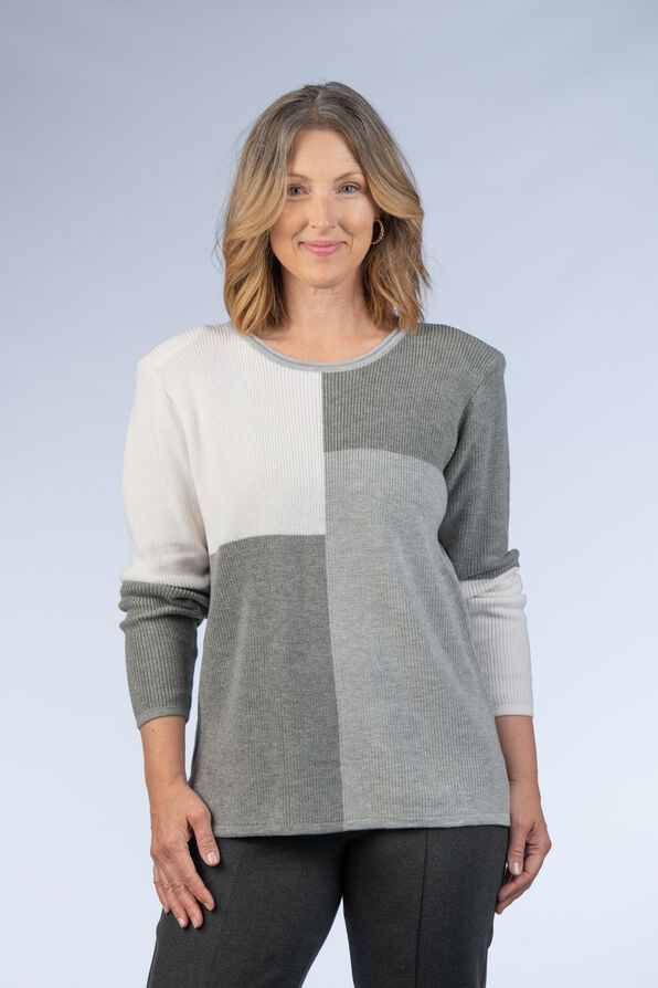 Square Block Sweater, Silver, original image number 0