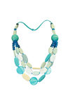 Multi Strand Wood and Shell Beaded Necklace, Turquoise, original image number 0